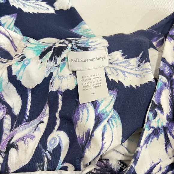 Soft Surroundings Faux Wrap Blue Floral Flutter Mini Dress Size Medium - Picture 13 of 13